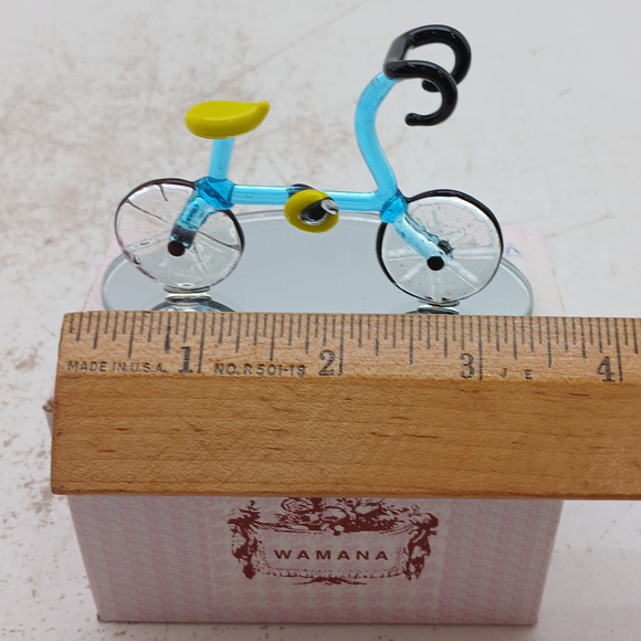 WAMANA Hand Blown Art Glass Bicycle Figurine Ornament w/ Mirror Base Lot of 4 - Picture 6 of 8